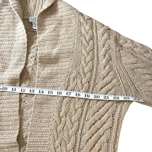 Talbots Collection Long Cable Knit Wool Angora Cashmere‎ Cardigan Sz M Neutral - Picture 7 of 8